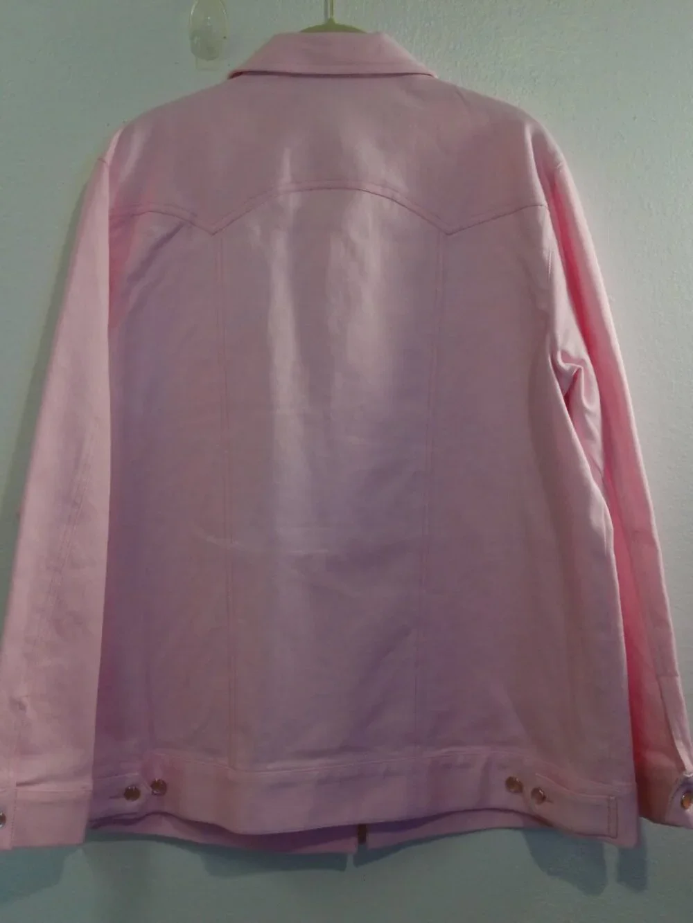 DIANE'S ESSENTIALS Pink Denim Jacket Size Large - Picture 7 of 11